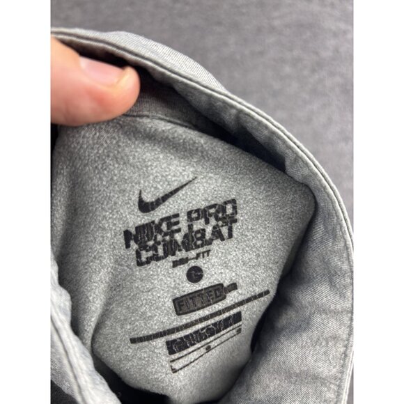 Nike Pro Combat Pullover Mens Large Gray 1/4 Zip Dri-FIT Fitted Shirt Top - Picture 7 of 7